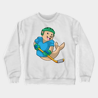 Seal at Ice hockey with Ice hockey stick Crewneck Sweatshirt